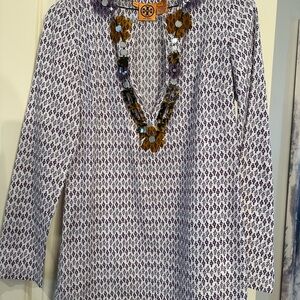 Tory Burch Purple Patterned Tunic with Embellishments